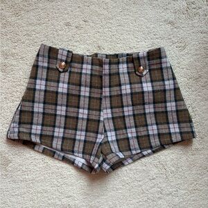 Plaid High-Waist Women’s Shorts